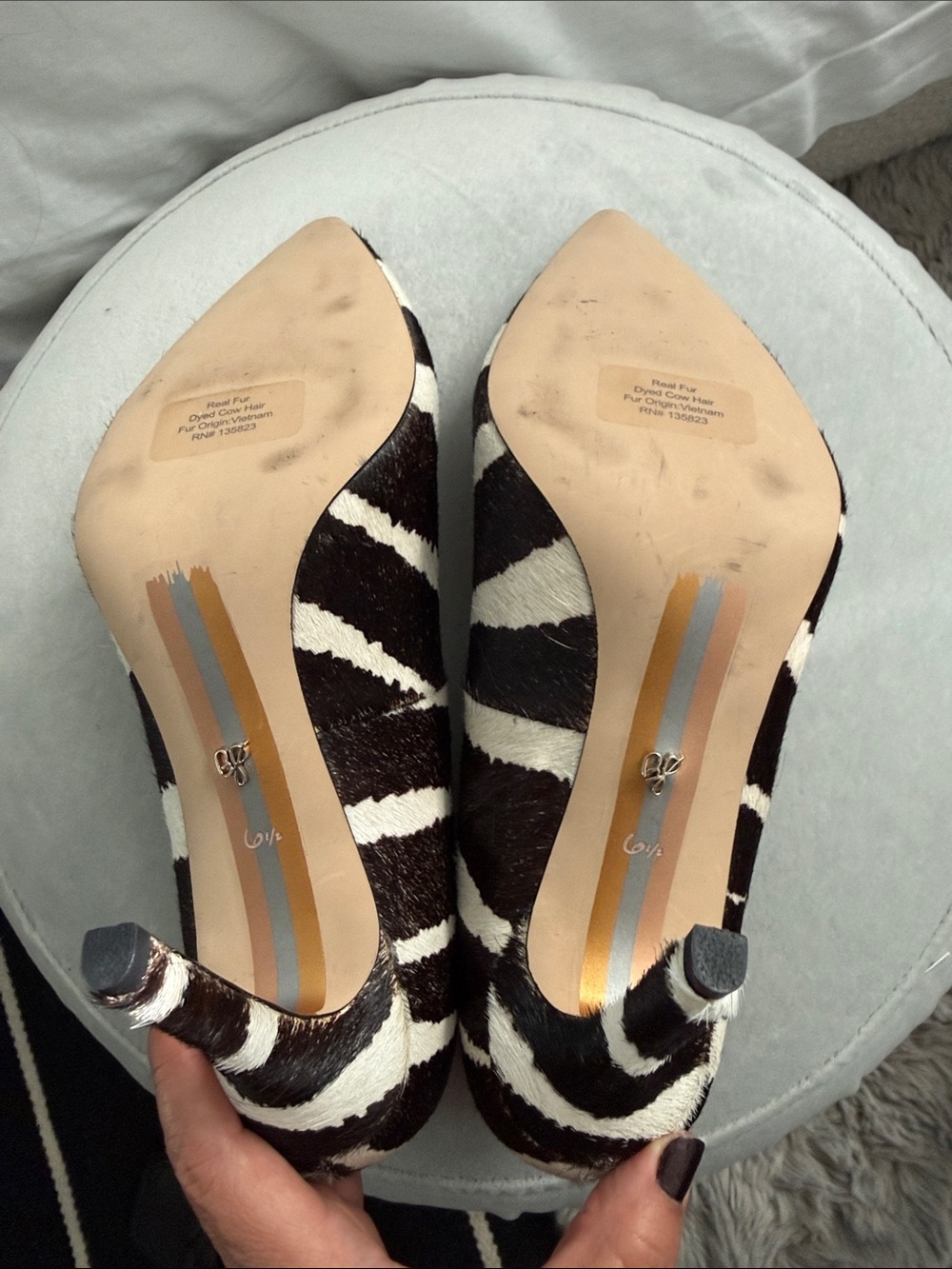 Sam Edelman Black & White Zebra Print Pointed Toe Heels - Picture 8 of 11